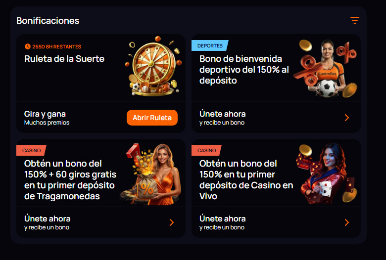 Cuatrobet: Descubre el bono de bienvenida y mucho más